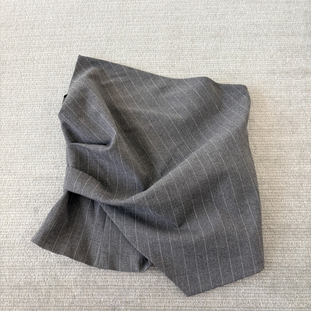 Zara Top Women M Strapless Pinstripe Gathered Asymmetrical Office Siren Gray
